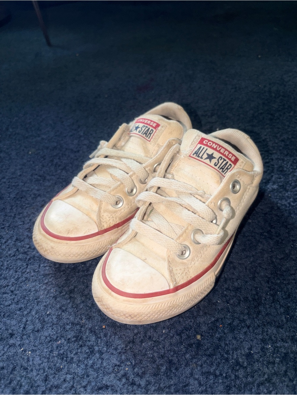 Converse Kids All Star Low Top Sneakers in Cream with Red Trim